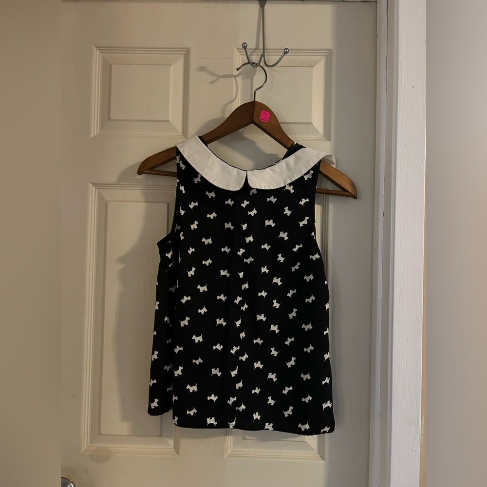 Derek Heart Black and White Patterned Blouse- dog print, size medium